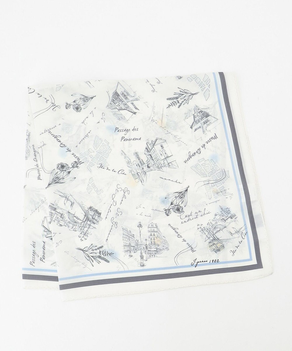 J.PRESS LADIES Ville de Paris スクエア プリント スカーフ 