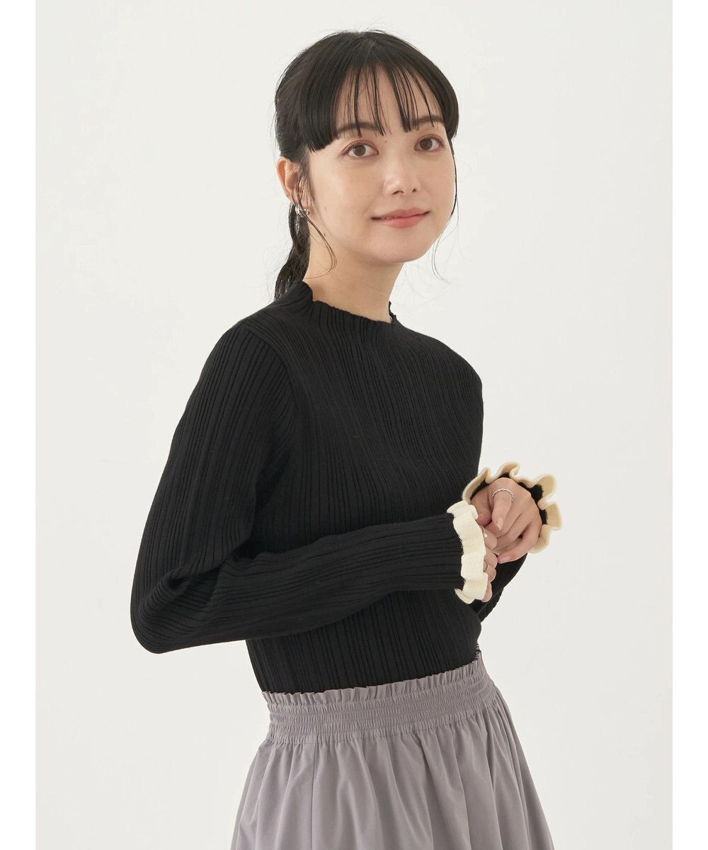 earth music&ecology 配色フリルニットプルオーバー 