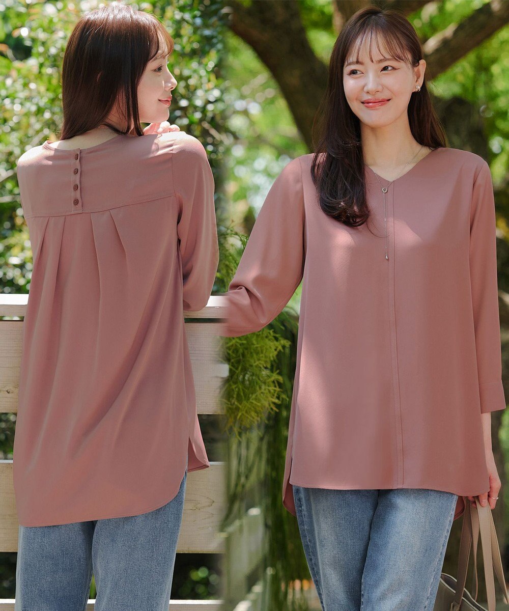 Tiaclasse L 【洗える】ラウンドスリットチュニック 