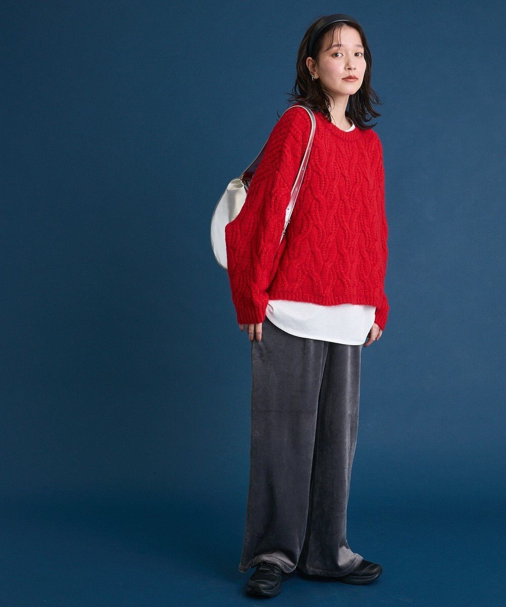 Green Parks ぽかぽか裏起毛ベロアイージーパンツ 