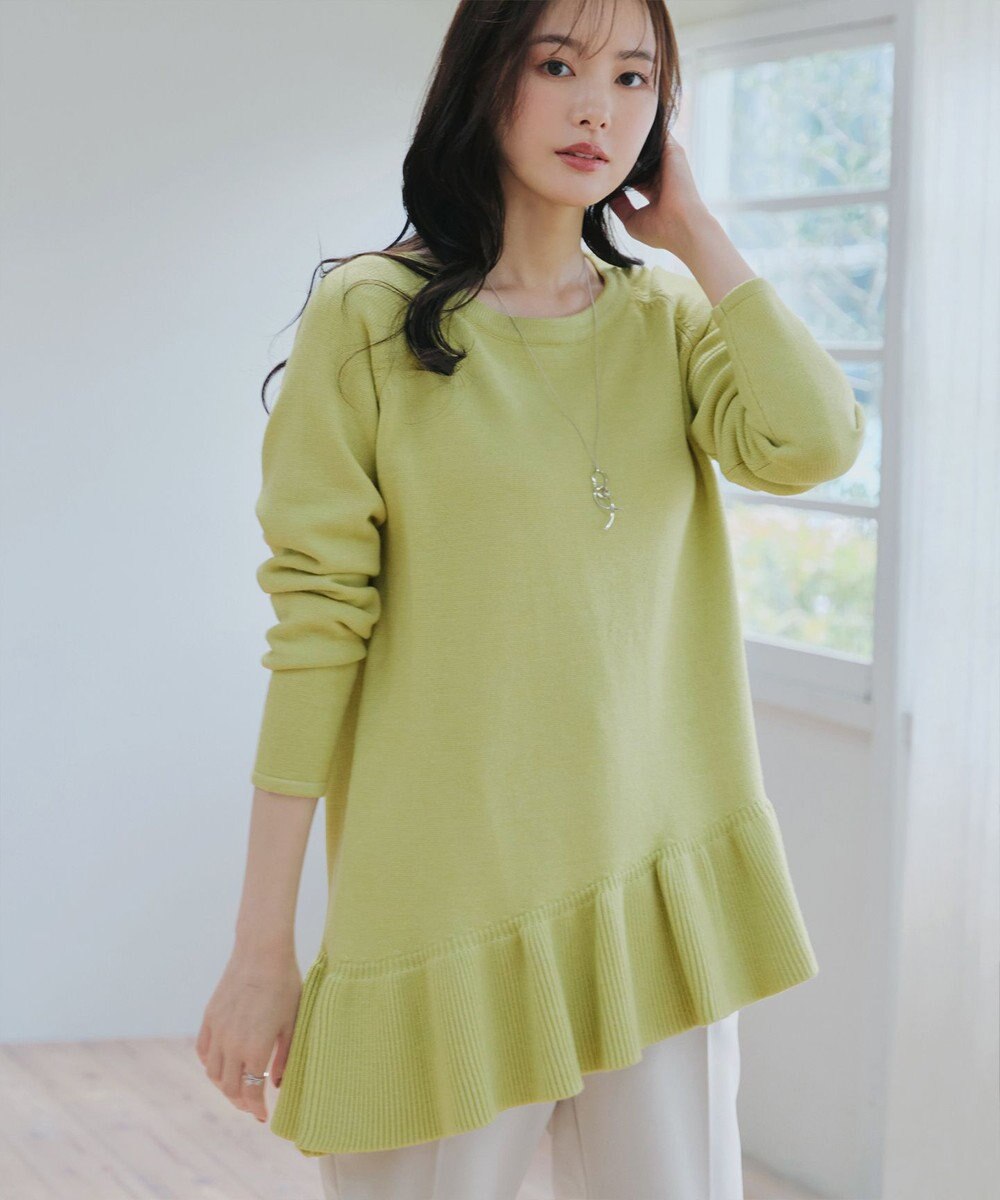 Tiaclasse 【洗える】ななめフリルニットプルオーバー 