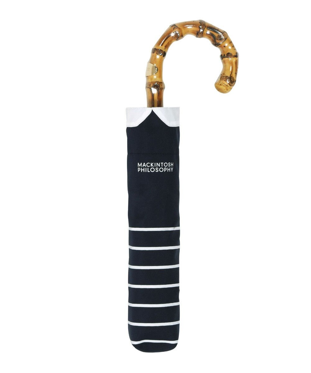 MOONBAT MACKINTOSH PHILOSOPHY(マッキントッシュ フィロソフィー) Cleric collar ボーダー 竹手元 雨傘 折りたたみ傘 