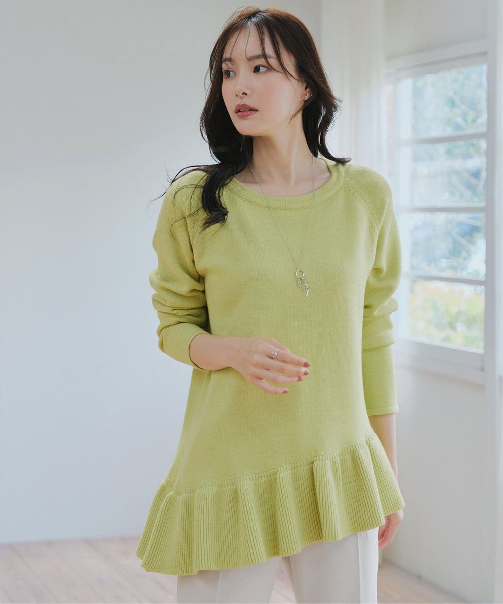 Tiaclasse 【洗える】ななめフリルニットプルオーバー 