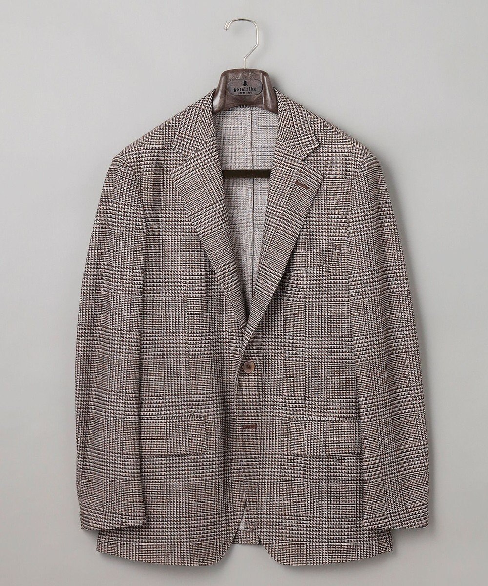 GOTAIRIKU 新柄【吸水速乾/ウォッシャブル】ノルマンディーリネン カーディガンジャケット＿グレンチェック柄 