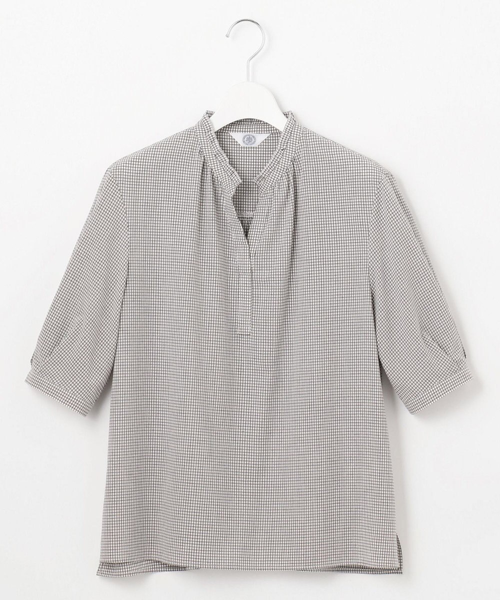 J.PRESS LADIES S 【洗える】SHEER ギンガム スキッパー ブラウス 