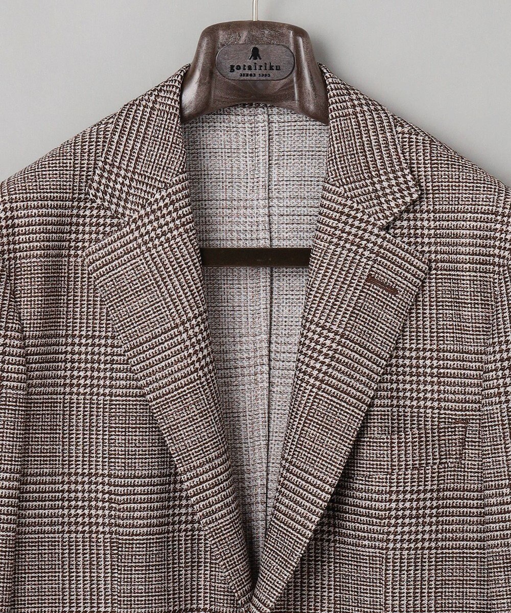 GOTAIRIKU 新柄【吸水速乾/ウォッシャブル】ノルマンディーリネン カーディガンジャケット＿グレンチェック柄 