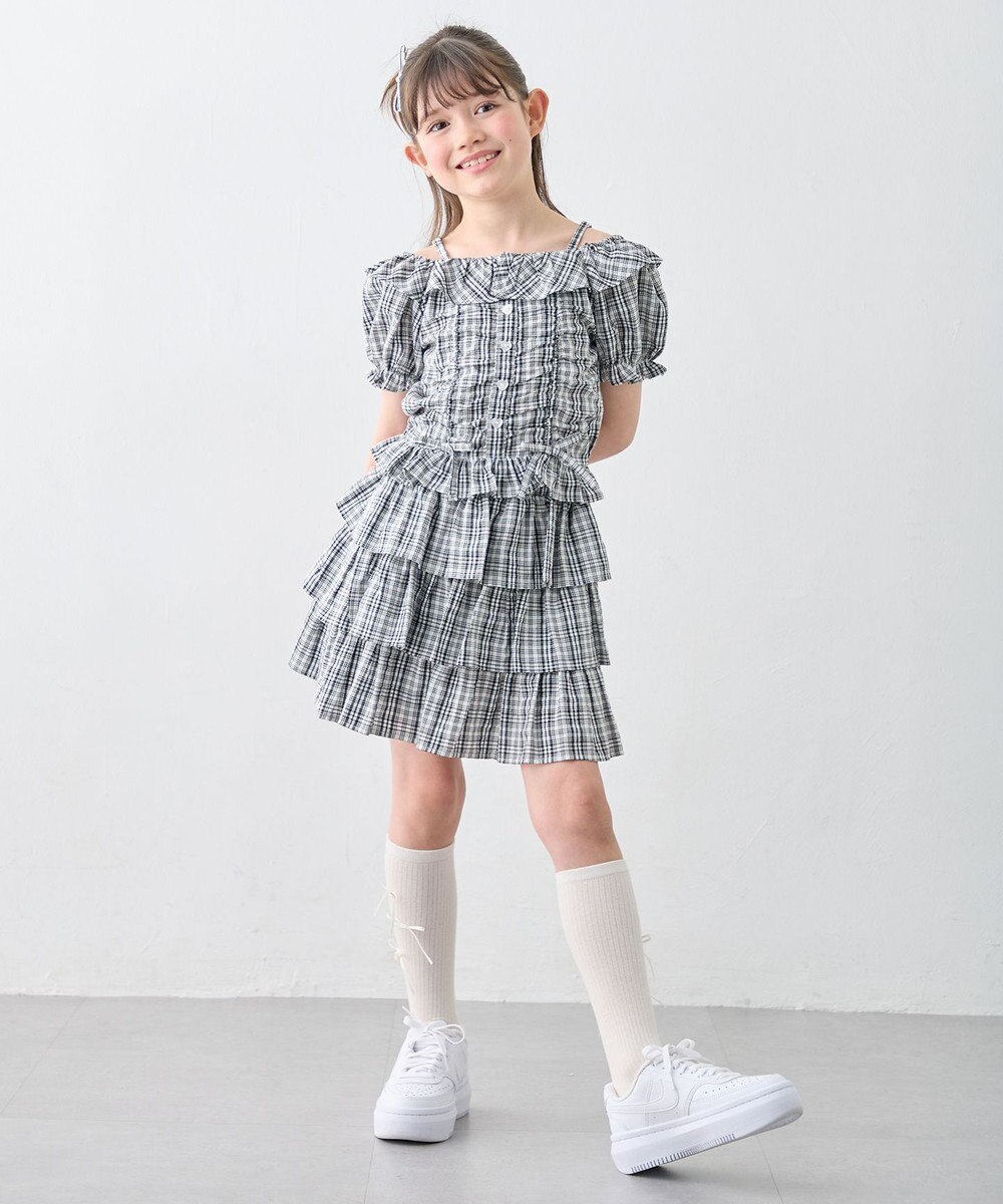 ANY KIDS 【洗濯機可能】2WAY チェックブラウス 