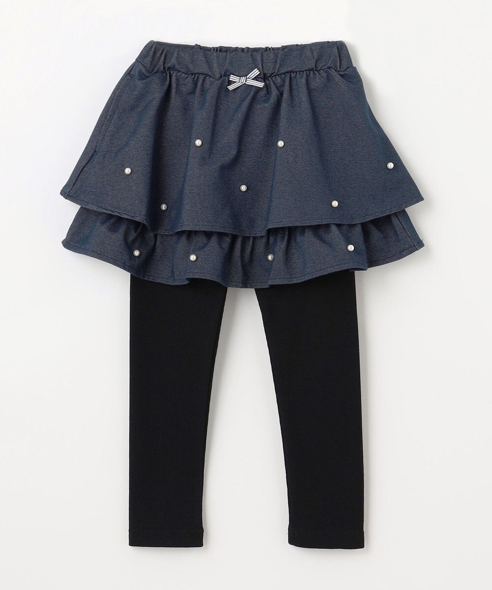 ANY KIDS パール×デニムニットスカッツ 