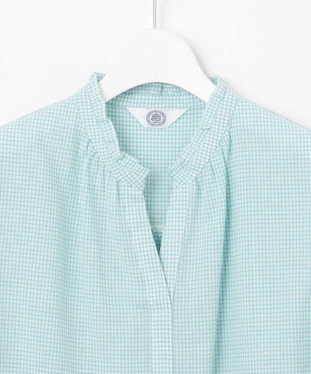 J.PRESS LADIES 【洗える】SHEER ギンガム スキッパー ブラウス 