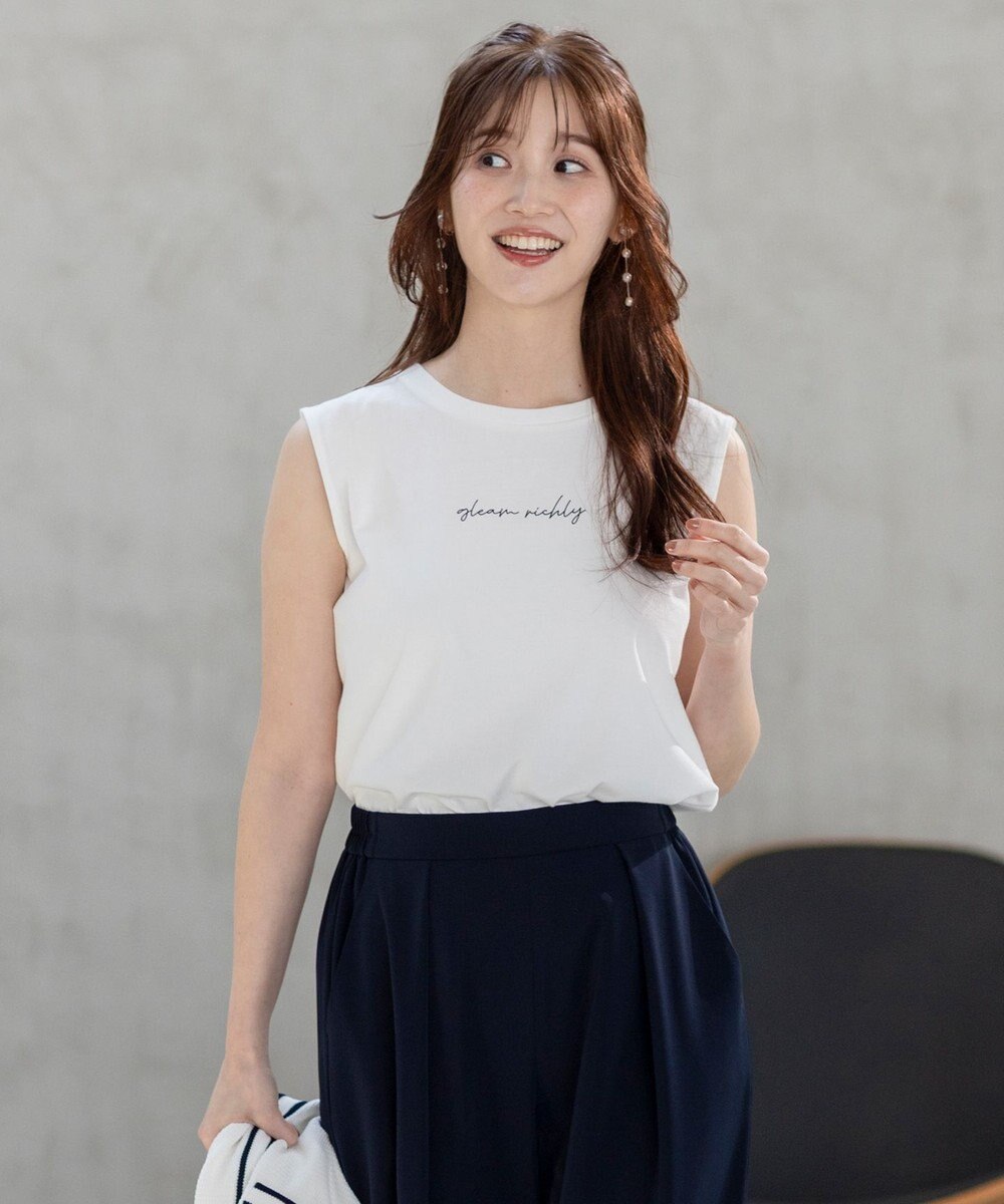 ANY SIS 【洗える】ノースリーブロゴ Tシャツ 