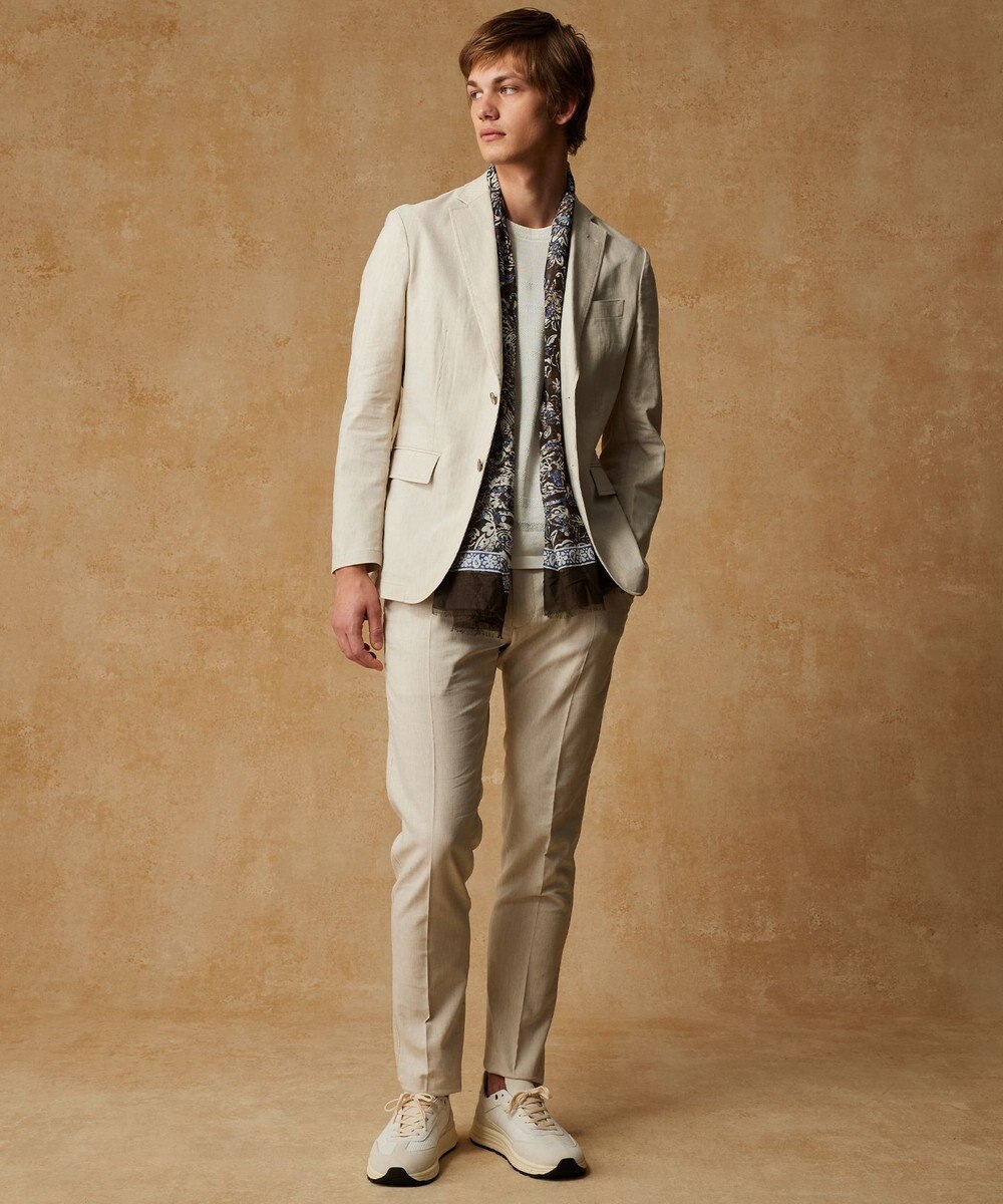 JOSEPH ABBOUD 【キングサイズ・ウエストも伸びる/清涼/ストレッチ】ストレッチリネンシャンブレーパンツ 