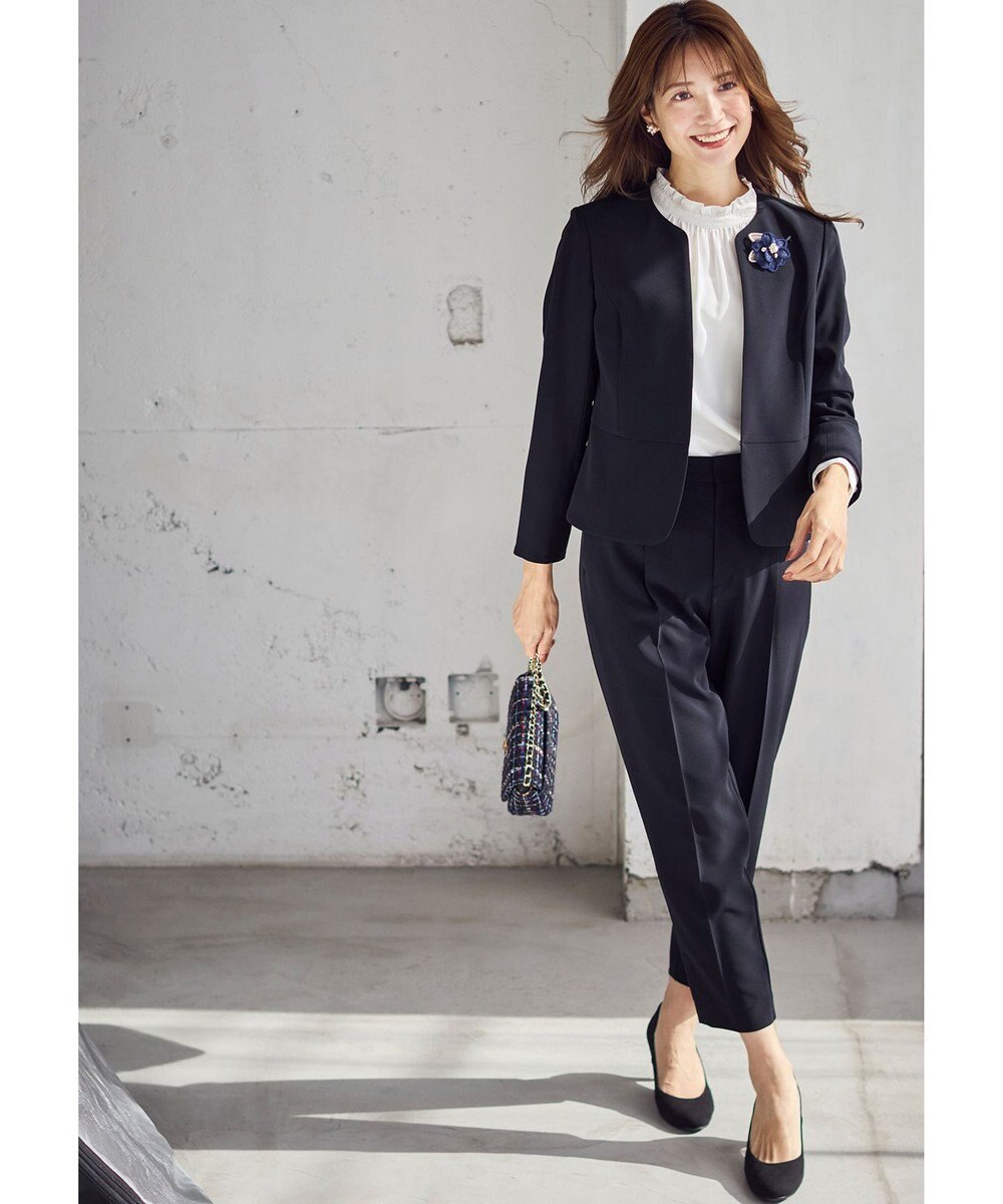 ANY SIS L 【洗える】セレモニーダブルクロス クルーカラー ジャケット 