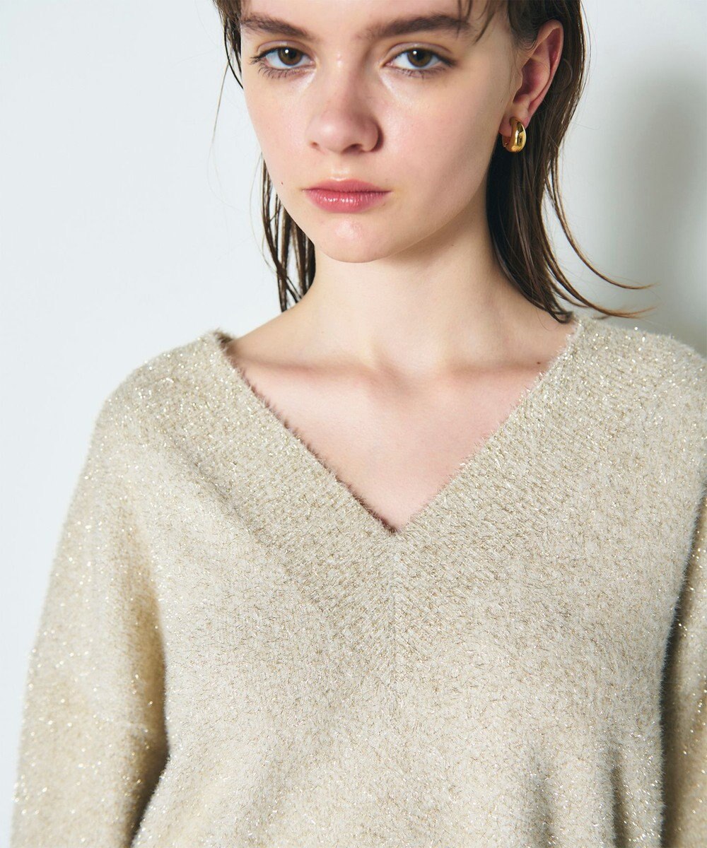 GRACE CONTINENTAL ラメVネックニットトップ 