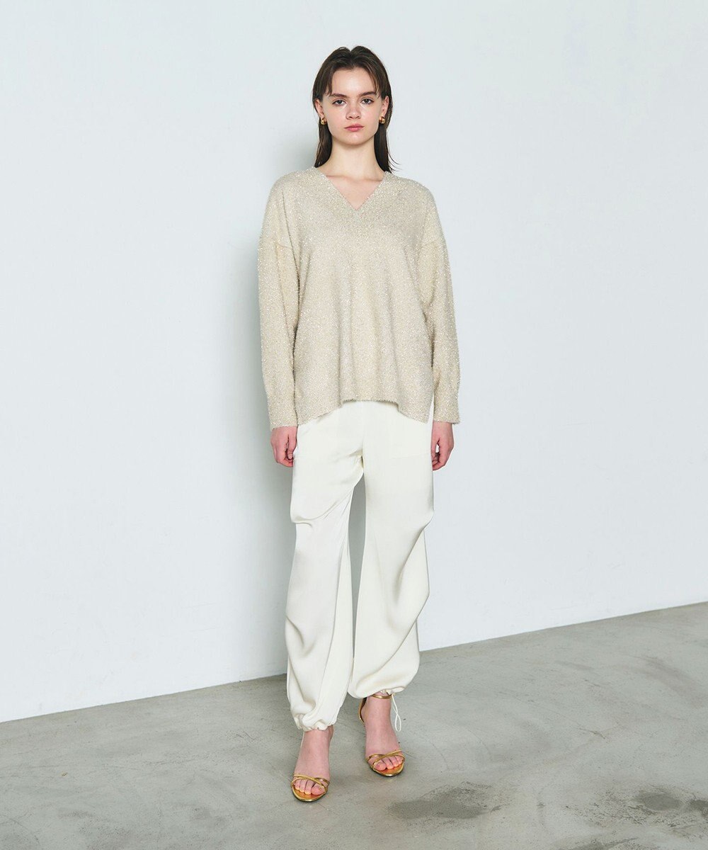 GRACE CONTINENTAL ラメVネックニットトップ 