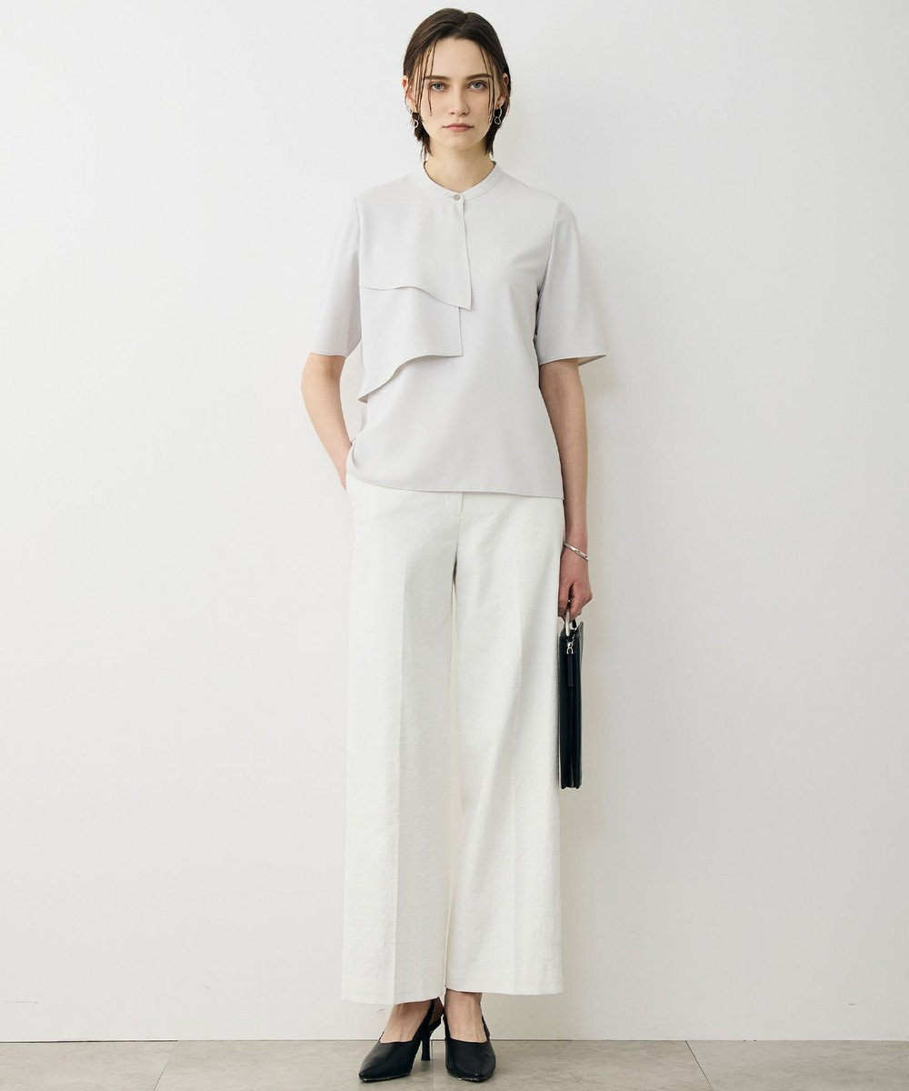 ICB L ストレッチジョーゼット ラッフルディテールブラウス 