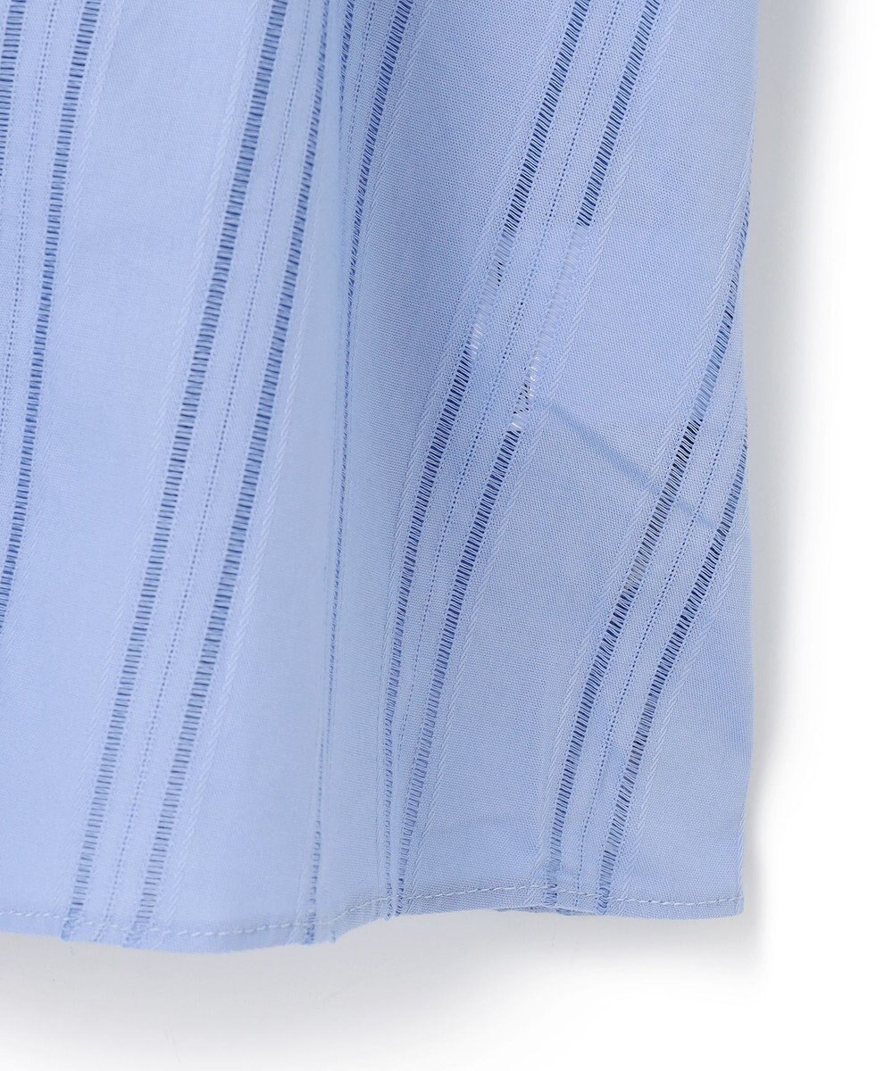 UNFILO ストライプレース ギャザーブラウス 