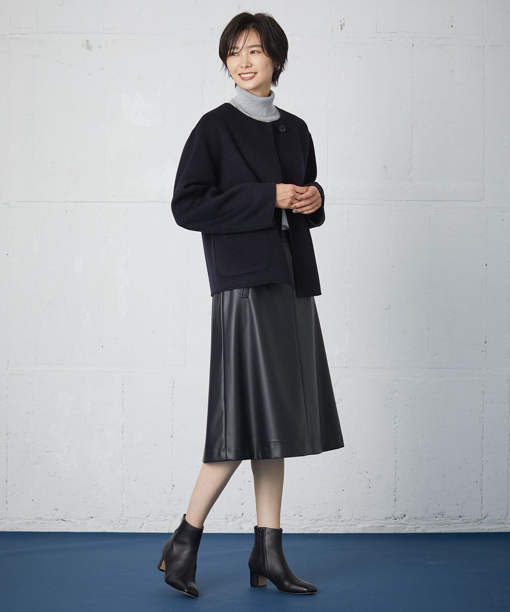 J.PRESS LADIES 【洗える】シンセティックマットleather スカート 