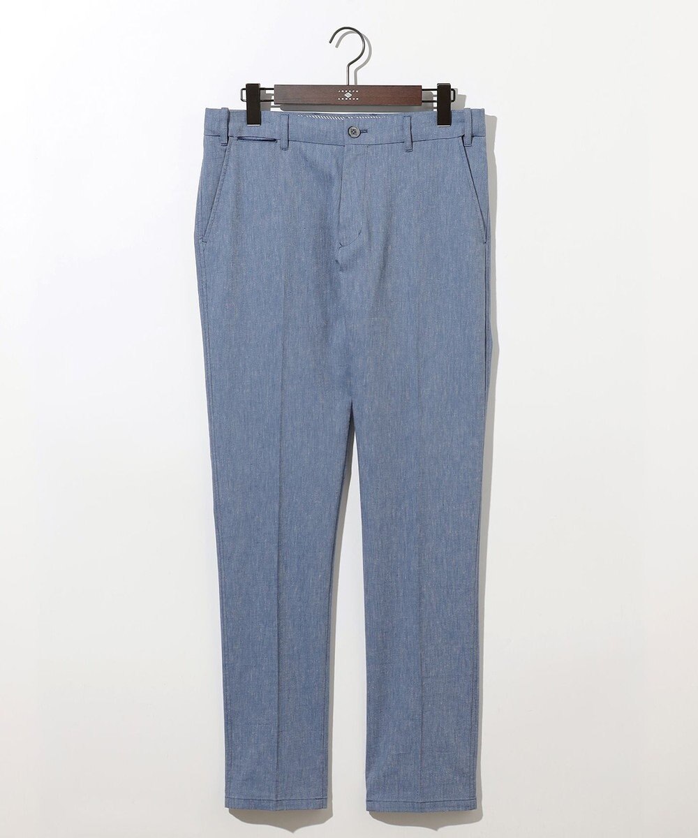 JOSEPH ABBOUD 【ウエストも伸びる/清涼/ストレッチ】ストレッチリネンシャンブレーパンツ 
