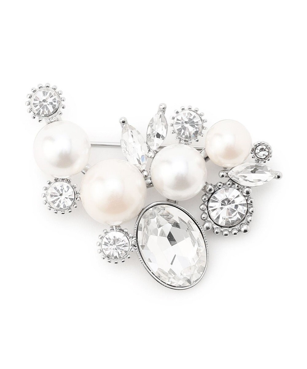 23区 パールMIXトライアングル ブローチ 