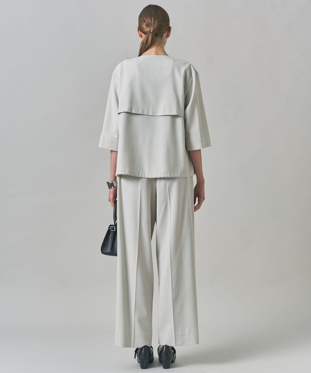 ICB L 【UVカット・洗える】ウール2WAYストレッチ ノーカラーブルゾン 