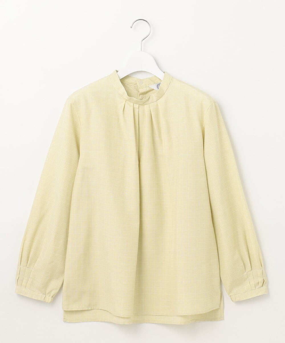 J.PRESS LADIES L 【洗える】セルロース チェック スタンドカラー ブラウス 