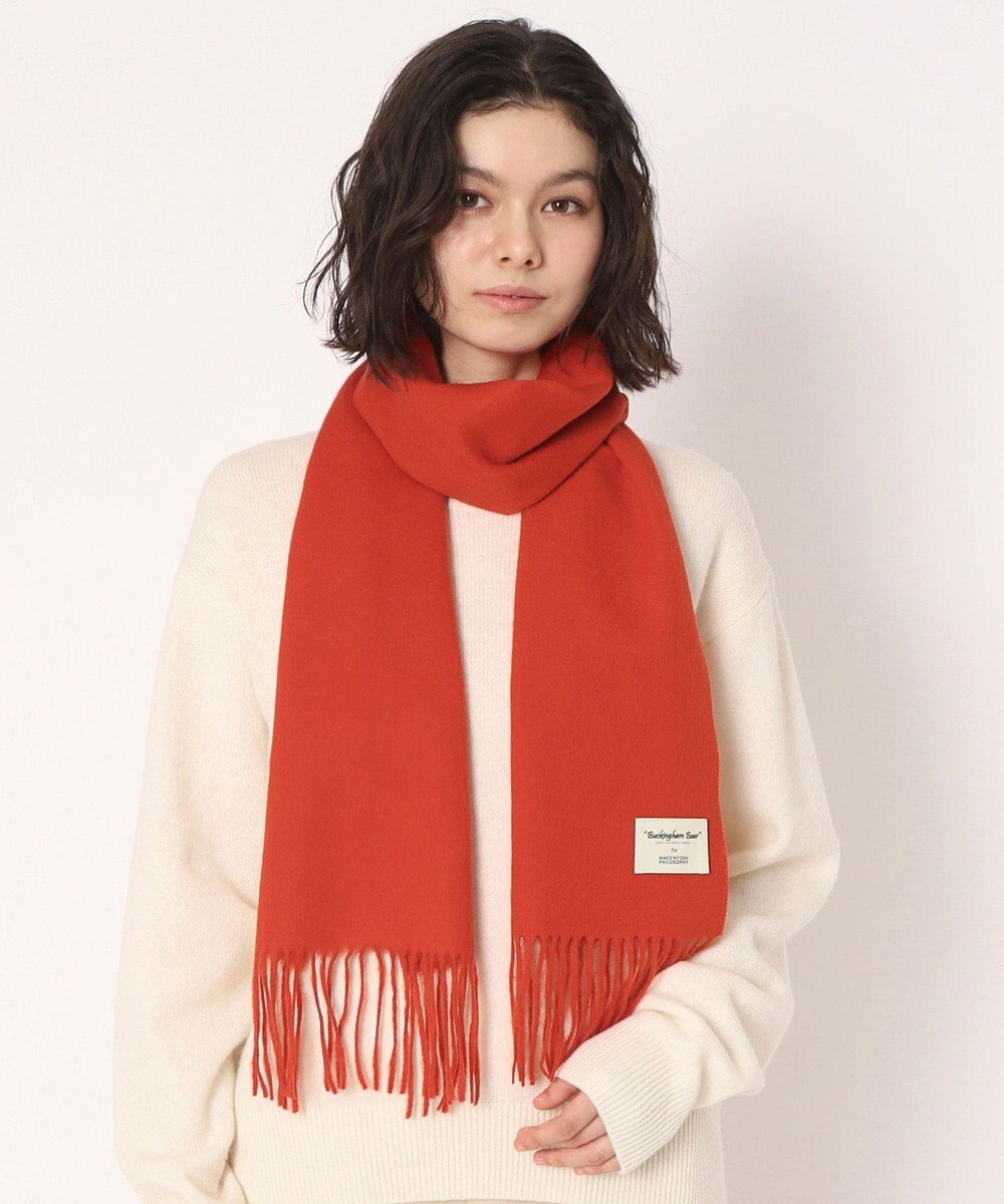 MOONBAT 【WEB限定】MACKINTOSH PHILOSOPHY バッキンガムベア付きウール100%無地マフラー (パッケージ付き) 