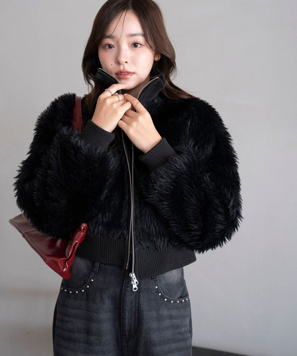 WEGO 【25年秋冬新作】フェイクファーショートブルゾン 