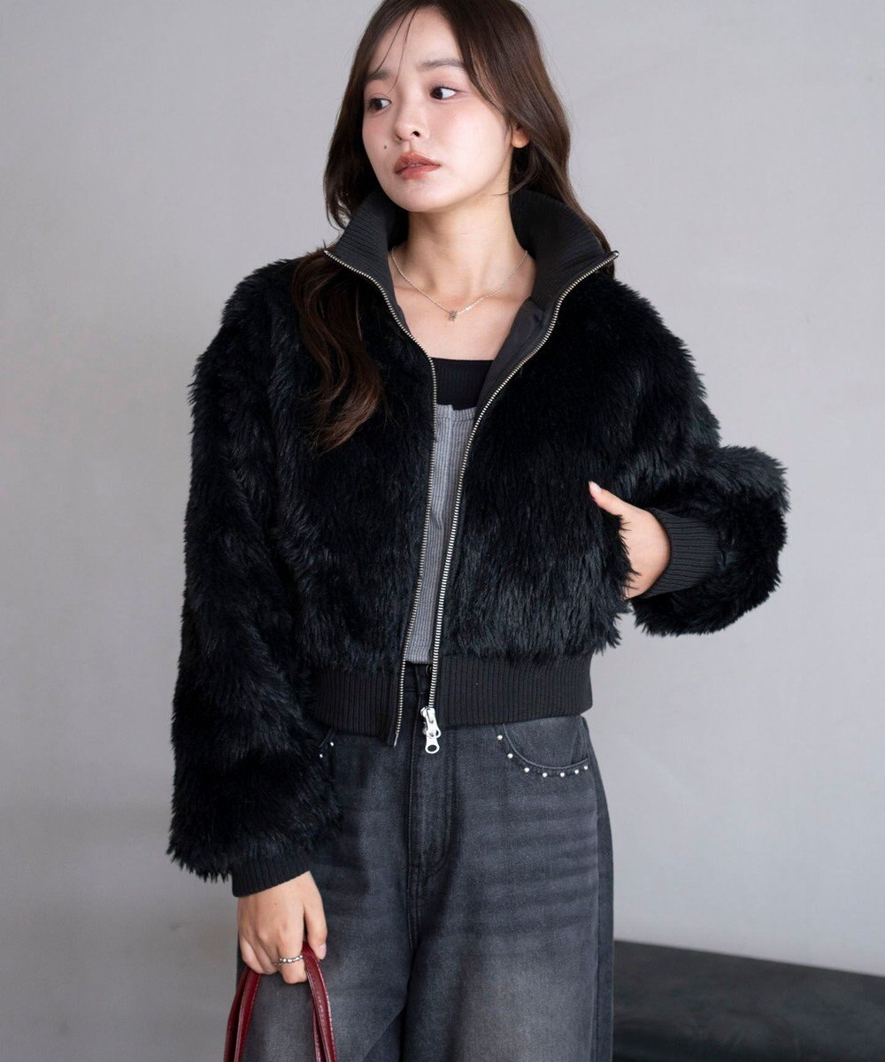 WEGO 【25年秋冬新作】フェイクファーショートブルゾン 