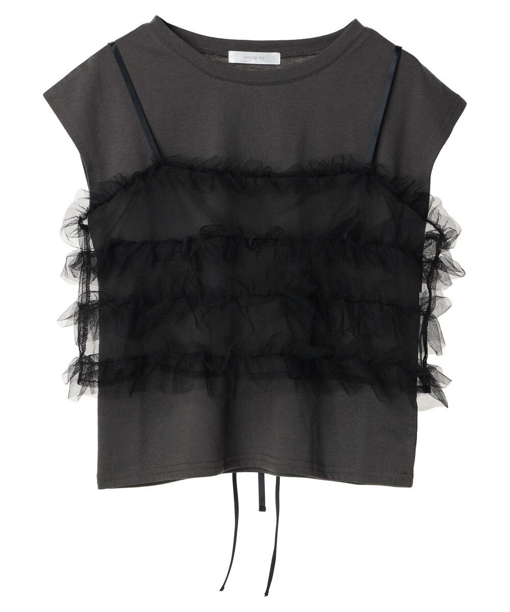 Green Parks ・ｓｗｉｎｇ　ｂｙ　ＳＥＴ２点チュールビスチェ＆フレンチＴ 