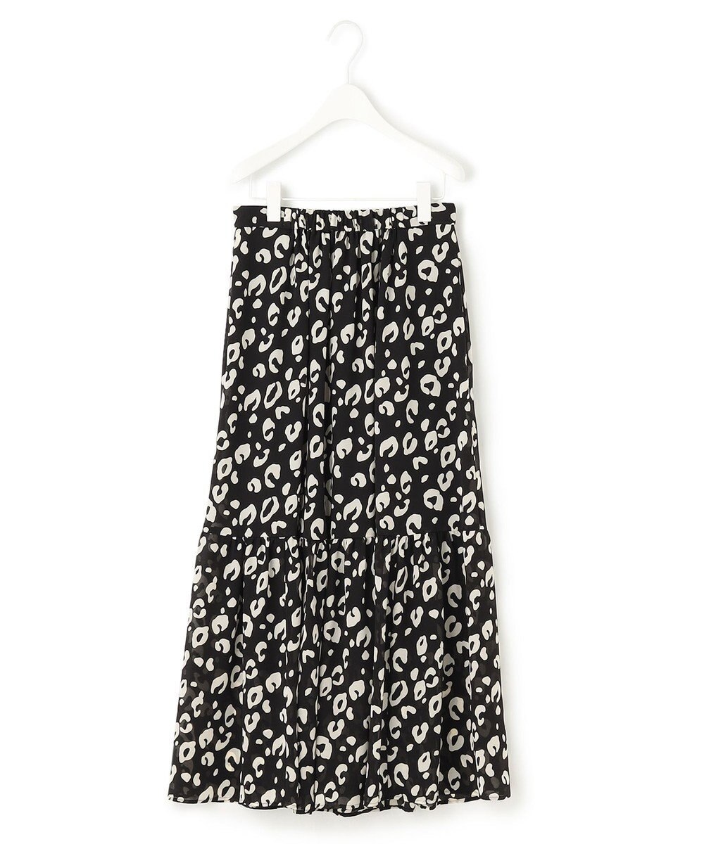 ICB 【洗える】レオパードプリント ティアードスカート 