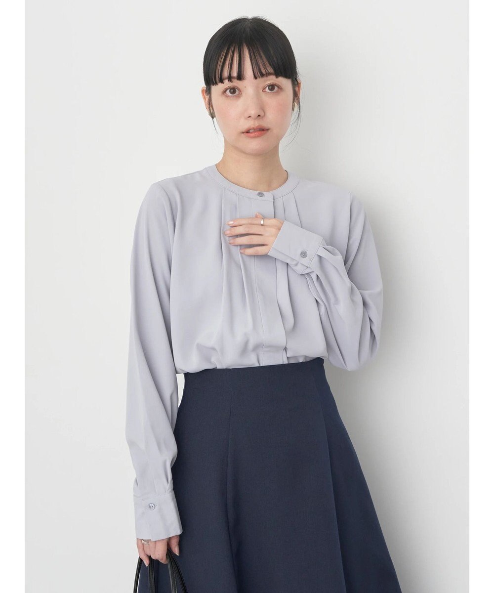 earth music&ecology ノーカラーフロントタックブラウス 