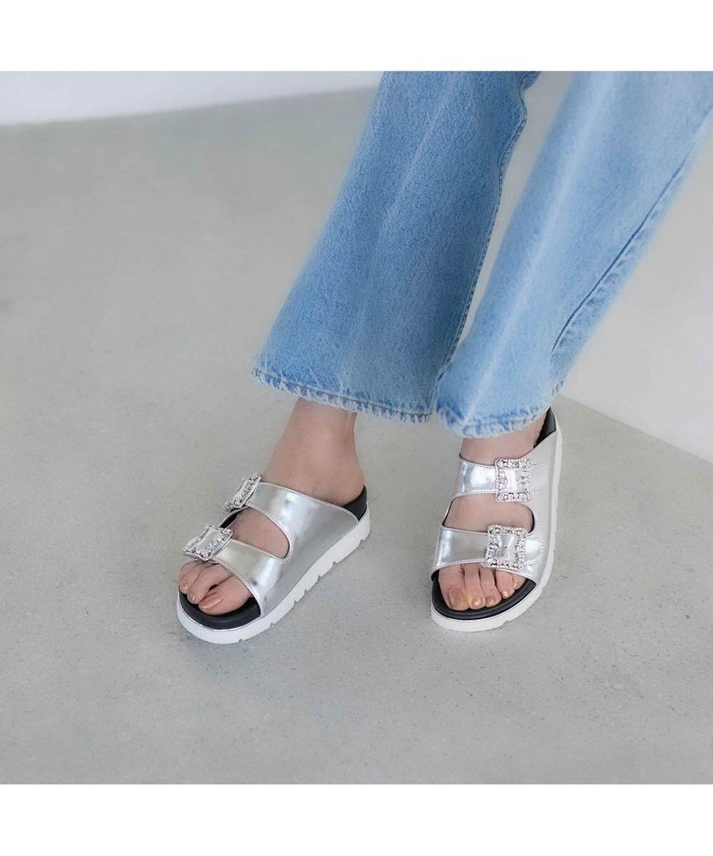 MODE ET JACOMO <carino>厚底ビジューバックルサンダル 