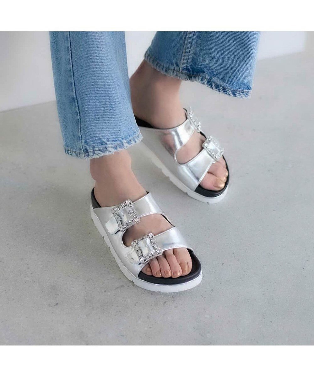 MODE ET JACOMO <carino>厚底ビジューバックルサンダル 