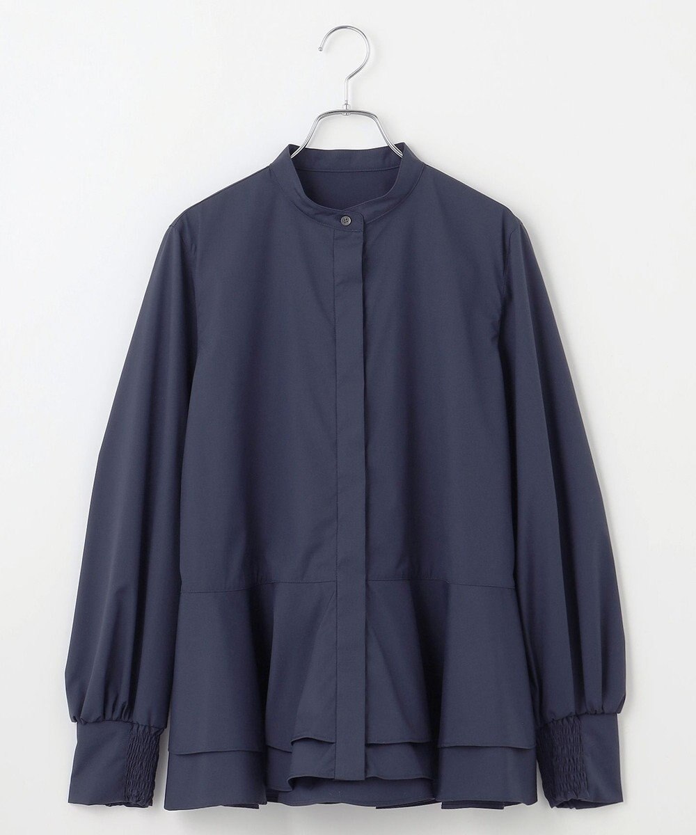 #Newans 【シワになりにくい/洗濯機可能】ダブルフリルヘムシャツ 