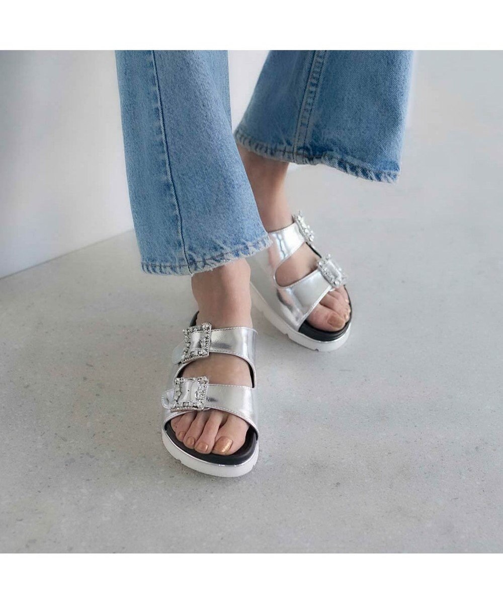 MODE ET JACOMO <carino>厚底ビジューバックルサンダル 