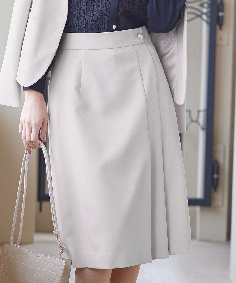 Tiaclasse 【ダブルクロス・洗える】アシンメトリープリーツスカート 