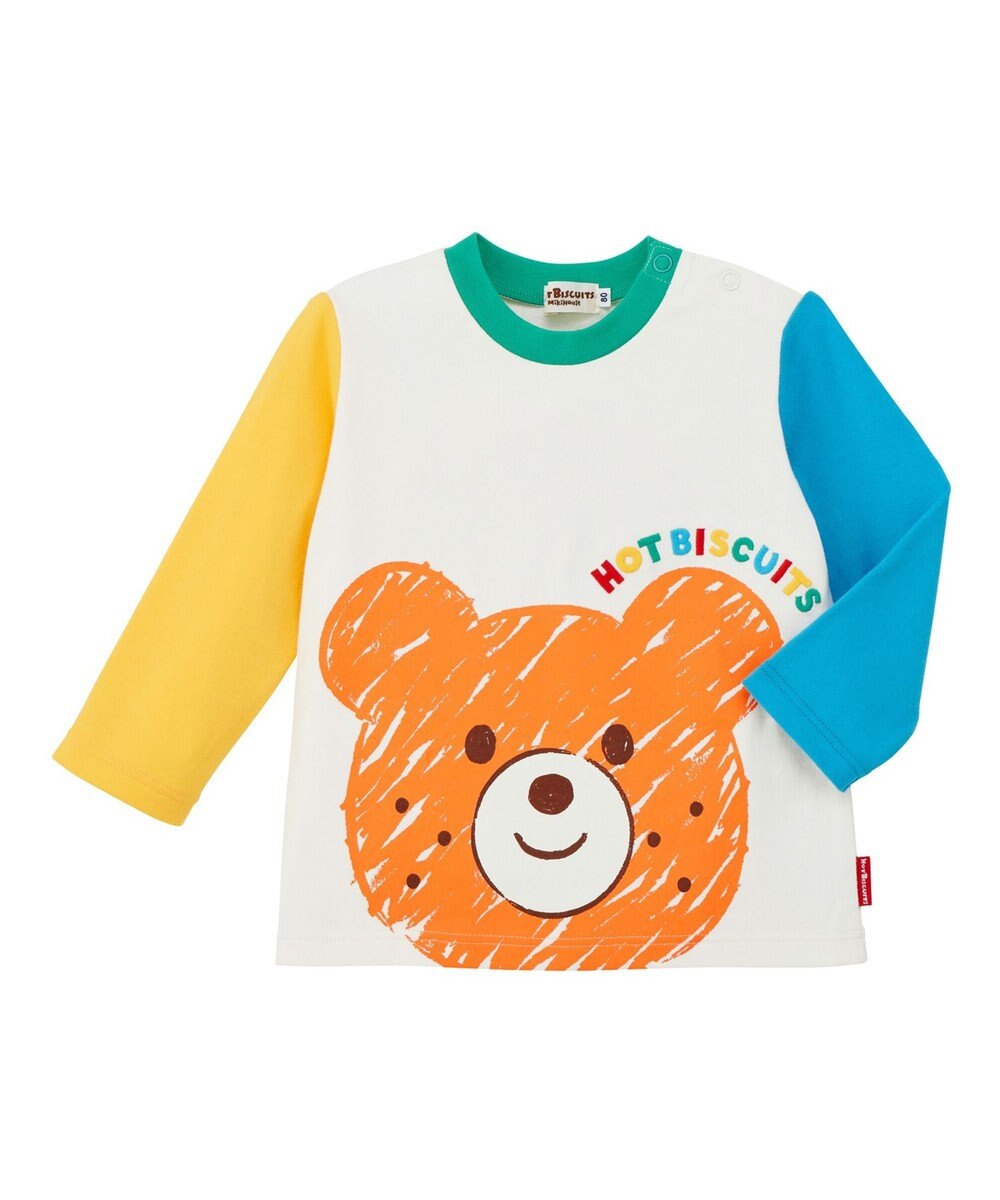 MIKI HOUSE HOT BISCUITS 【80-120cm】ビッグフェイスプリント 長袖Tシャツ 