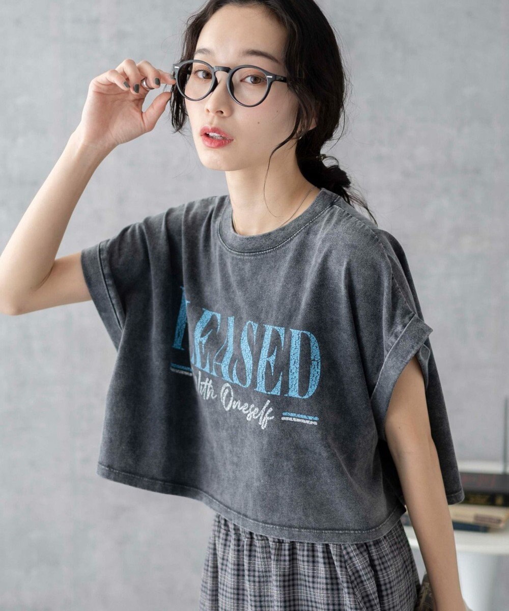 WEGO 【洗える】ヴィンテージウォッシュロールアップショートTシャツ 