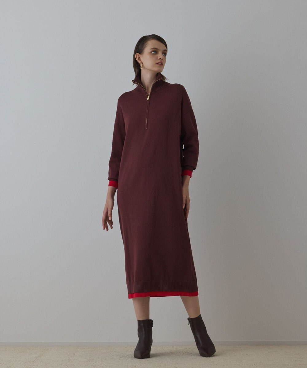 GRACE CONTINENTAL バイカラーストレートニットワンピース 