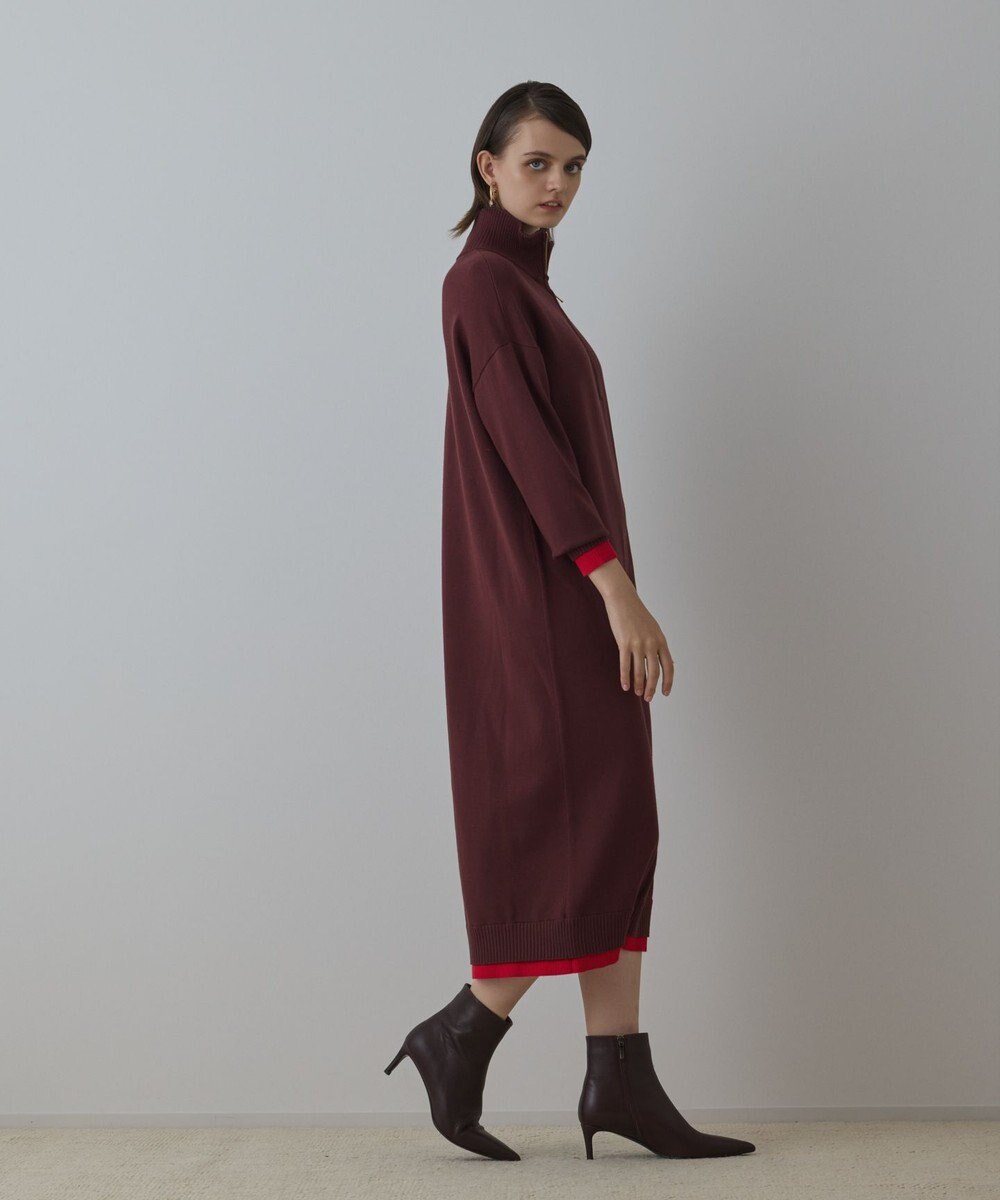 GRACE CONTINENTAL バイカラーストレートニットワンピース 