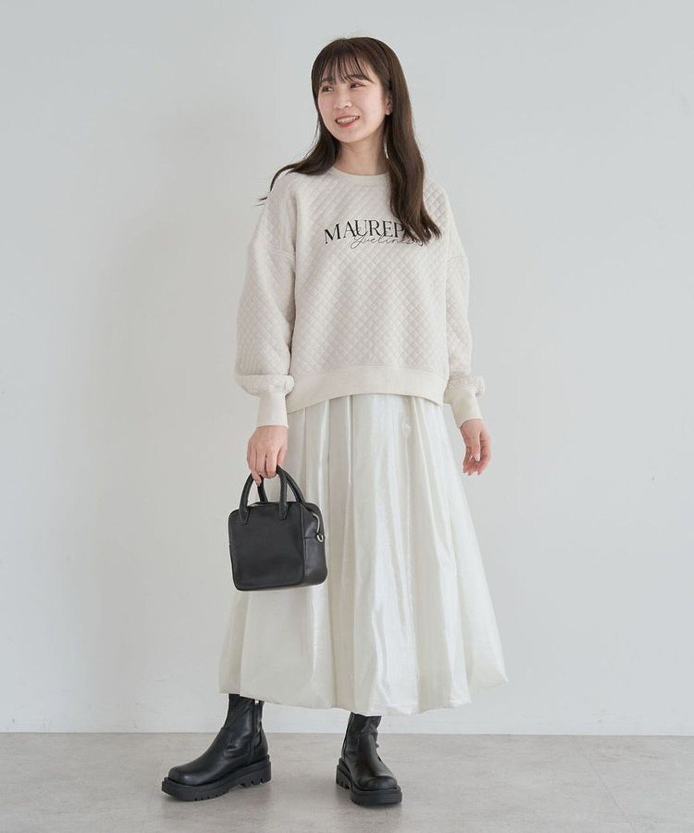 Green Parks ショート丈キルトロゴプルオーバー 