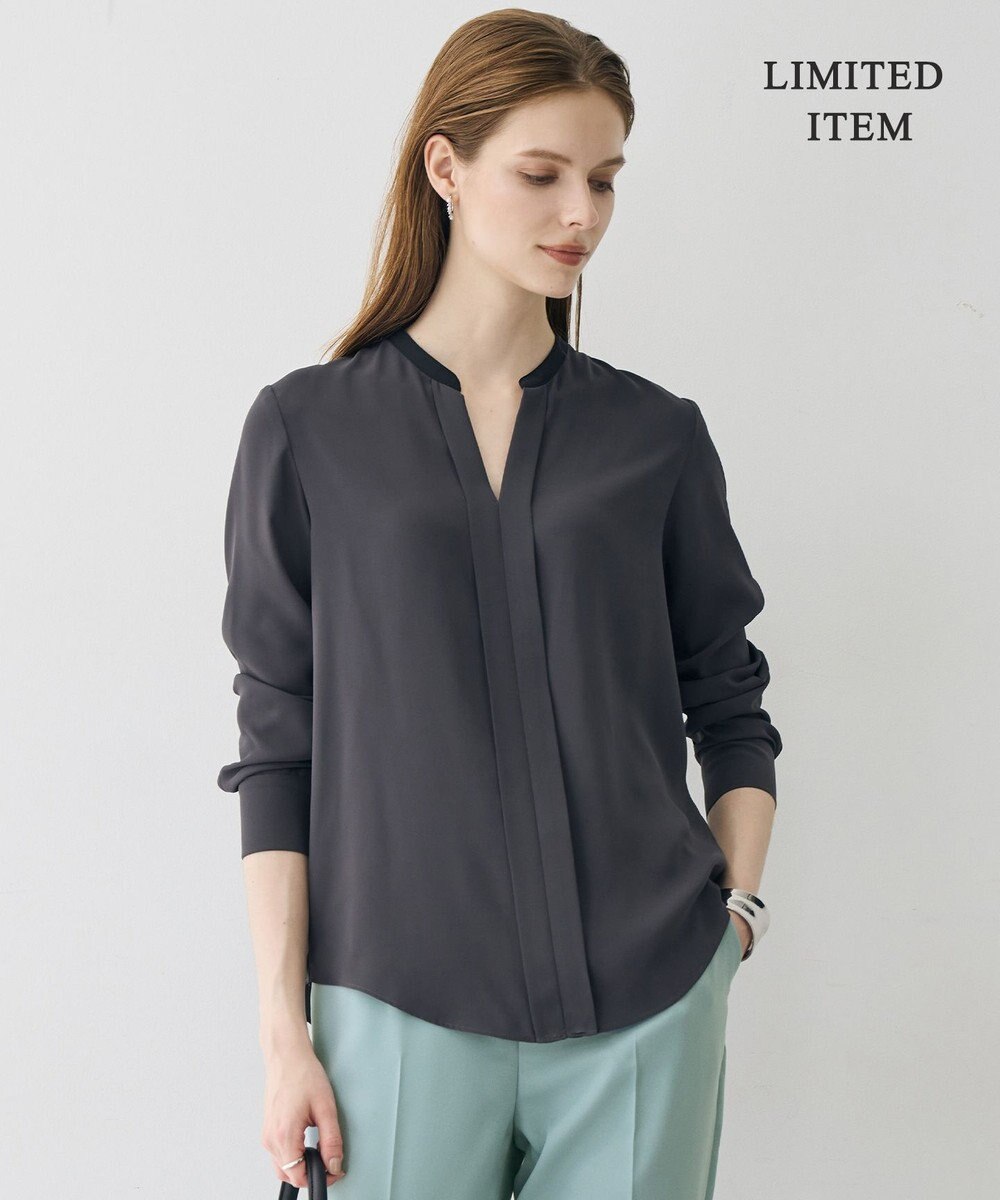 ICB L 【6/12-6/28期間限定・受注生産・WEB限定】BackSatinAmunzen キーネックブラウス 