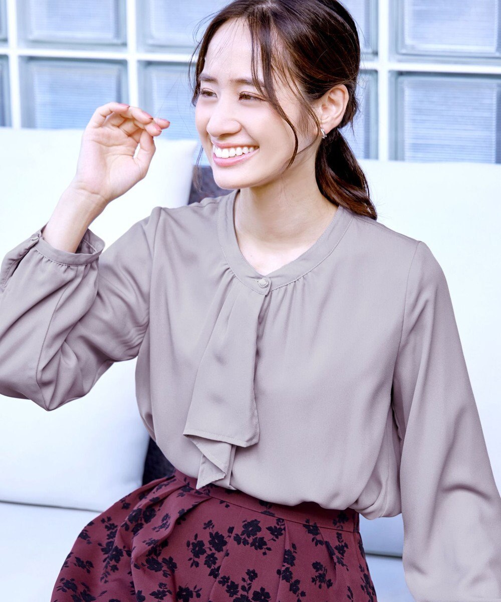 Tiaclasse 【洗える・スマート裏起毛】ジョーゼットフリルブラウス 