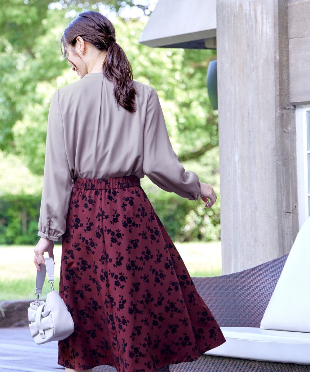 Tiaclasse 【洗える・スマート裏起毛】ジョーゼットフリルブラウス 