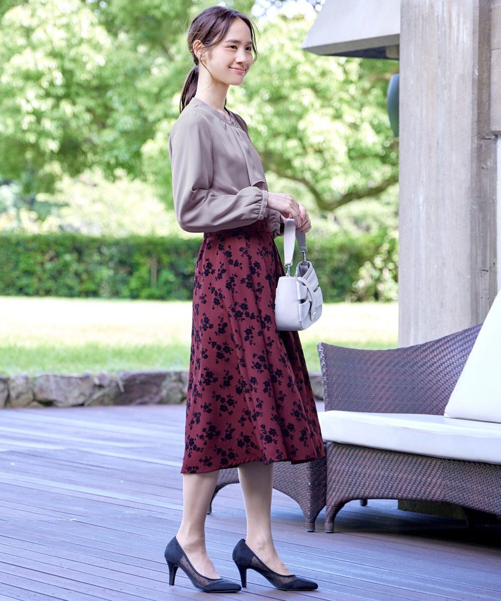 Tiaclasse 【洗える・スマート裏起毛】ジョーゼットフリルブラウス 