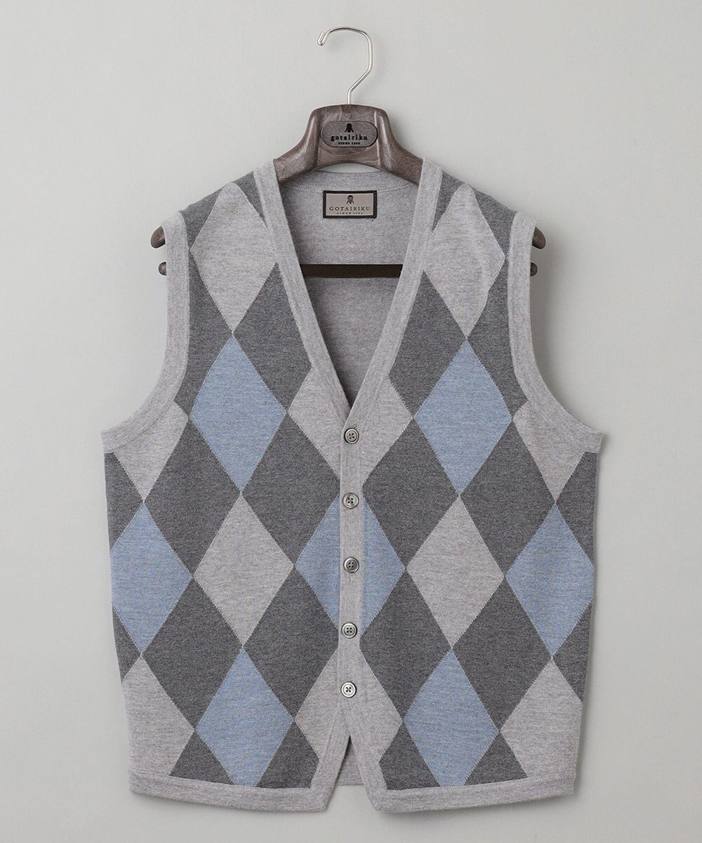 GOTAIRIKU 【家庭洗濯可能】イタリア糸 ハイゲージ ベスト 