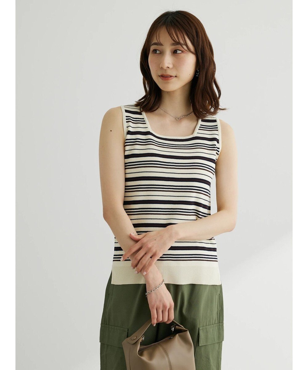 Green Parks スクエアネックニットタンクトップ 
