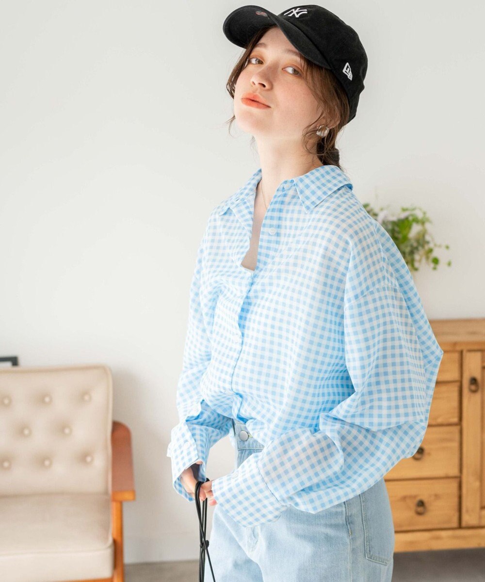 WEGO ボリュームスリーブシアーシャツ 