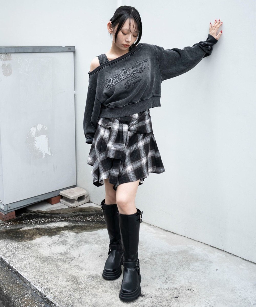 WEGO ネルシャツライクイレヘムミニスカート 