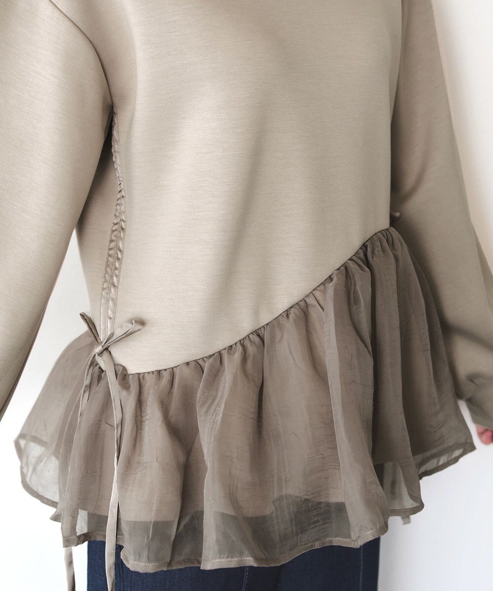 Tiaclasse 【洗える】ペプラムオーガンジーポンチトップス 